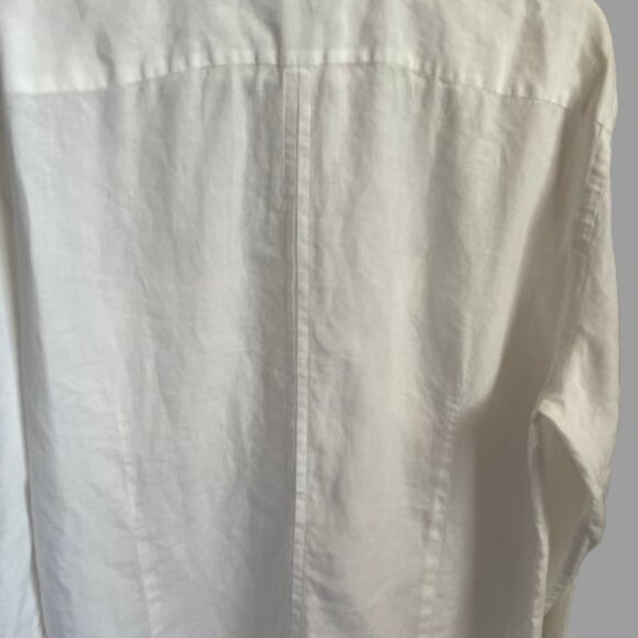 BOSS Hugo Boss White Button-Down Linen Shirt. Size: XL - Picture 7 of 13